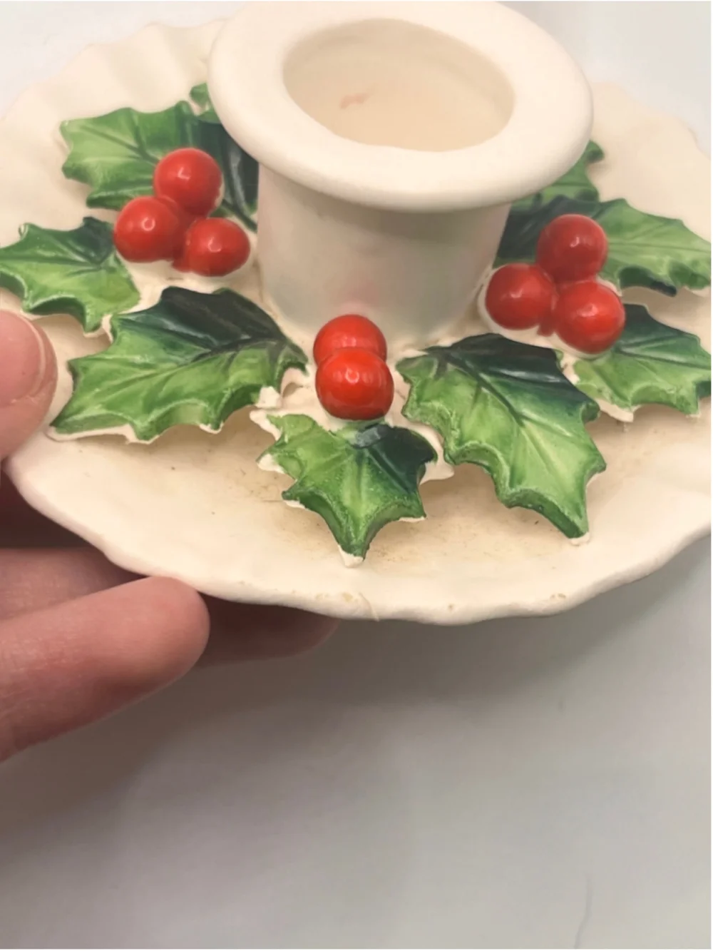 Vintage Holt Howard 1962 Holly Berry Candle Holders Pair Christmas Chamberstick